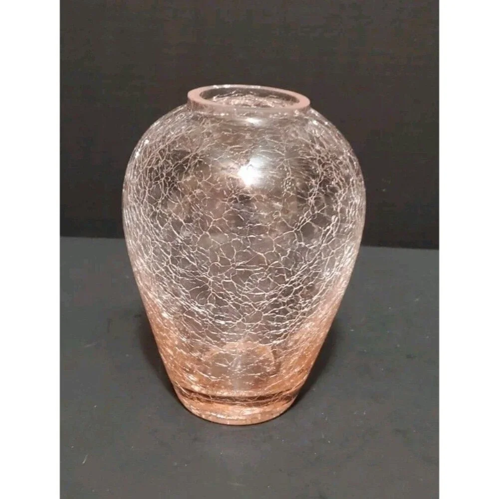 Silvestri Crackle Glass Vase Handcrafted 6